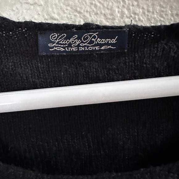 Women's Lucky Brand Live And Learn Sweater Size S Black White Diamonds - Picture 8 of 8